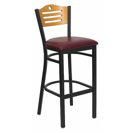 Flash Furniture Slat Stool, Blk/Natural, Burg Vinyl Seat XU-DG-6H3B-SLAT-BAR-BURV-GG