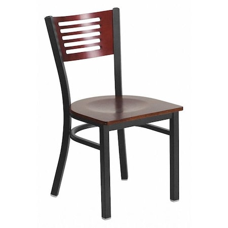 Flash Furniture Hercules Restaurant Chair, Wood Back, 17 in W 21" L 32" H XU-DG-6G5B-MAH-MTL-GG