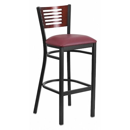 Flash Furniture Slat Stool, Blk/Mahogany, Burg Vinyl Seat XU-DG-6H1B-MAH-BAR-BURV-GG