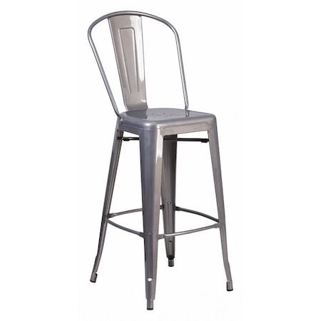 Flash Furniture Lincoln 30'' High Silver Antique Finish with Clear Coat Indoor Barstool with Back XU-DG-TP001B-30-GG