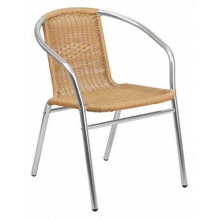 Flash Furniture Contemporary Restaurant Stack Chair, Aluminum and Beige Seat, Tan Back, 21.75 W 22" L 29 H TLH-020-BGE-GG