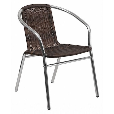 Flash Furniture Contemporary Restaurant Stack Chair, Aluminum and Dark Brown Seat, Tan Back, 21.75 W 22" L 29 H TLH-020-GG