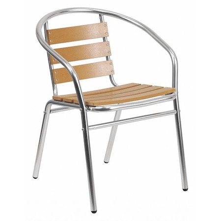 Flash Furniture Contemporary Restaurant Stack Chair, Aluminum Seat, Brown Back, 21.75 W 22" L 29 H, Integrated TLH-017W-GG