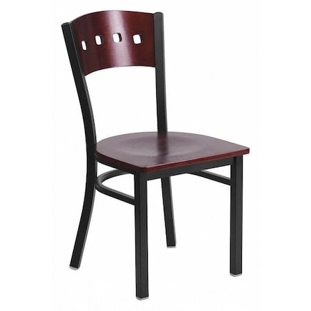 Flash Furniture Hercules Restaurant Chair, Wood Back, 17 in W 21" L 32" H XU-DG-6Y1B-MAH-MTL-GG
