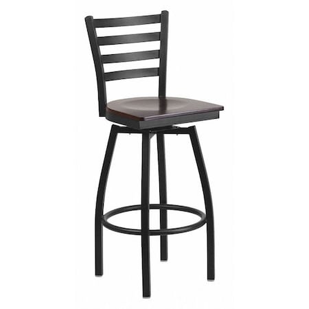 Flash Furniture Restaurant Stool, Ladder Back, Wal Seat XU-6F8B-LADSWVL-WALW-GG