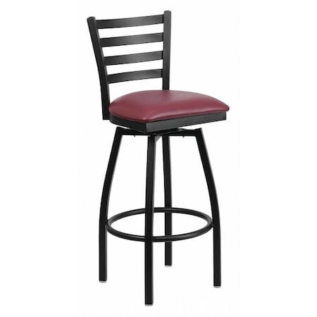 Flash Furniture Restaurant Stool, Ladder Back, Burg Seat XU-6F8B-LADSWVL-BURV-GG