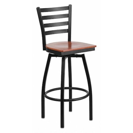 Flash Furniture Restaurant Stool, Ladder Back, Chy Seat, Frame Material: Metal XU-6F8B-LADSWVL-CHYW-GG