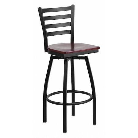 Flash Furniture Restaurant Stool, Ladder Back, Mah Seat, Material: Wood XU-6F8B-LADSWVL-MAHW-GG