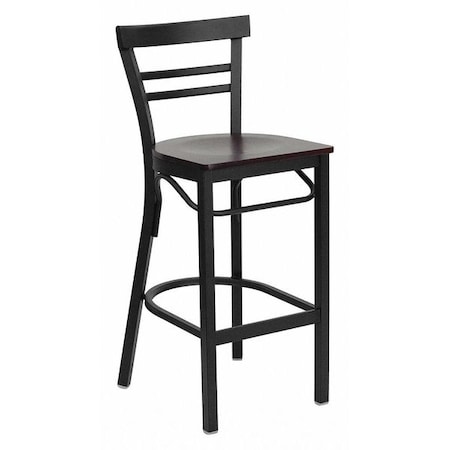 Flash Furniture Restaurant Stool, Ladder Back, Mah Seat, Material: Steel XU-DG6R9BLAD-BAR-MAHW-GG