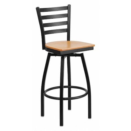 Flash Furniture Restaurant Stool, Ladder Back, Nat Seat, Seat Height Range: 30-1/4" XU-6F8B-LADSWVL-NATW-GG