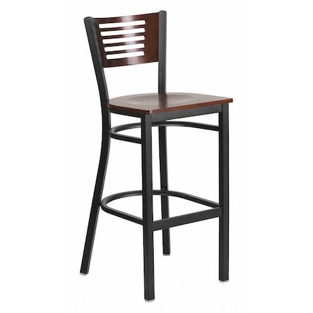 Flash Furniture Slat Stool, Blk/Walnut, Wood Seat XU-DG-6H1B-WAL-BAR-MTL-GG
