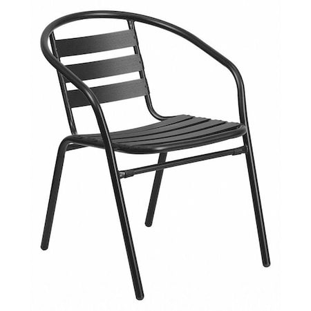 Flash Furniture Contemporary Restaurant Stack Chair, Black Seat, Black Back, 21.5 W 24" L 28.5 H, Integrated TLH-017C-BK-GG