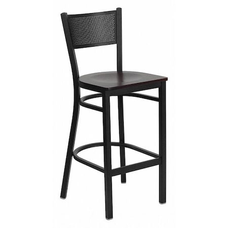 Flash Furniture Restaurant Stool, Grid Back, Mahogany Sea XU-DG-60116-GRD-BAR-MAHW-GG