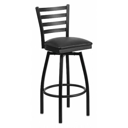 Flash Furniture 32" Black Ladder Back Swivel Metal Barstool XU-6F8B-LADSWVL-BLKV-GG
