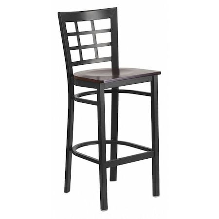 Flash Furniture Restaurant Stool, Window Back, Walnut Sea XU-DG6R7BWIN-BAR-WALW-GG