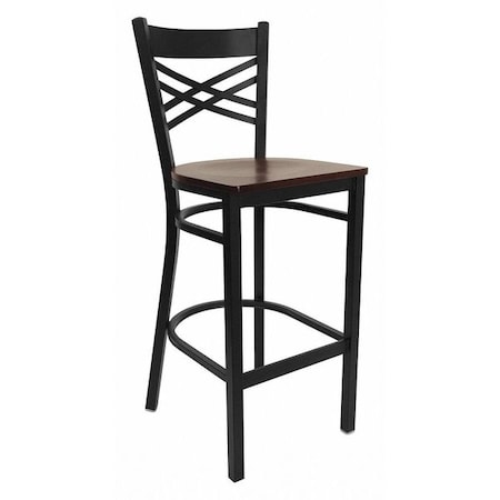 Flash Furniture Restaurant Stool, X Back, Mahogany Seat XU-6F8BXBK-BAR-MAHW-GG