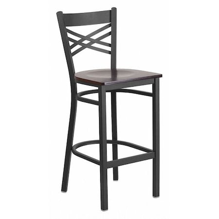 Flash Furniture Restaurant Stool, X Back, Walnut Seat XU-6F8BXBK-BAR-WALW-GG