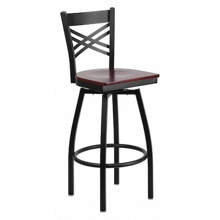 Flash Furniture Swivel Batstool, X Back, Mahogany Seat XU-6F8B-XSWVL-MAHW-GG