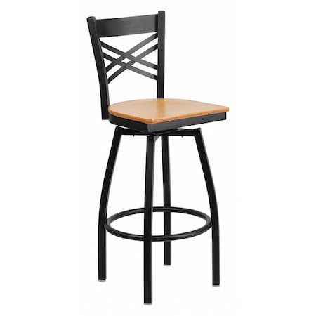 Flash Furniture Swivel Batstool, X Back, Natural Seat XU-6F8B-XSWVL-NATW-GG