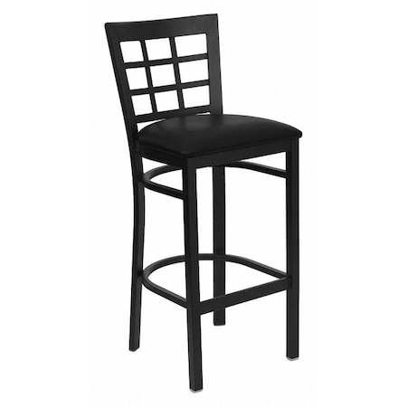 Flash Furniture Restaurant Stool, Window Back, Black Seat XU-DG6R7BWIN-BAR-BLKV-GG
