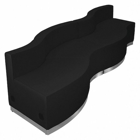 Flash Furniture 4 pcs. Living Room Set, 25-1/4" to 31-1/2" x 27", Upholstery Color: Black ZB-803-730-SET-BK-GG