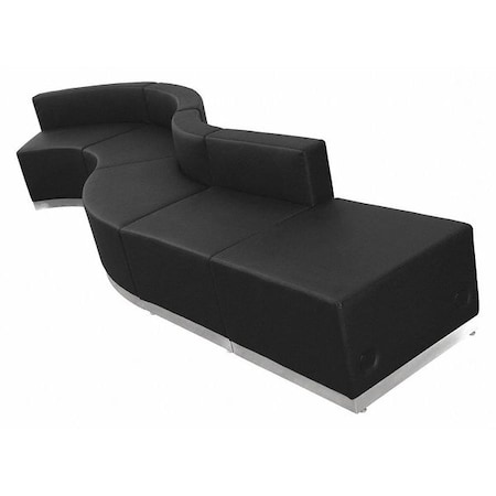 Flash Furniture 5 pcs. Living Room Set, 25-1/4" to 49" x 27", Upholstery Color: Black ZB-803-590-SET-BK-GG