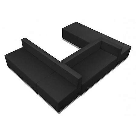 Flash Furniture 6 pcs. Living Room Set, 25-1/4" to 77" x 27", Upholstery Color: Black ZB-803-510-SET-BK-GG