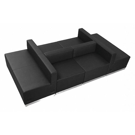 Flash Furniture 6 pcs. Living Room Set, 25-1/4" to 51" x 27", Upholstery Color: Black, Series: Alon ZB-803-650-SET-BK-GG