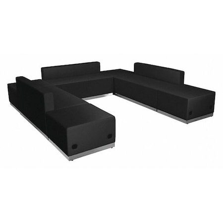 Flash Furniture 7 pcs. Living Room Set, 25-1/4" to 102-1/2" x 27", Upholstery Color: Black ZB-803-660-SET-BK-GG