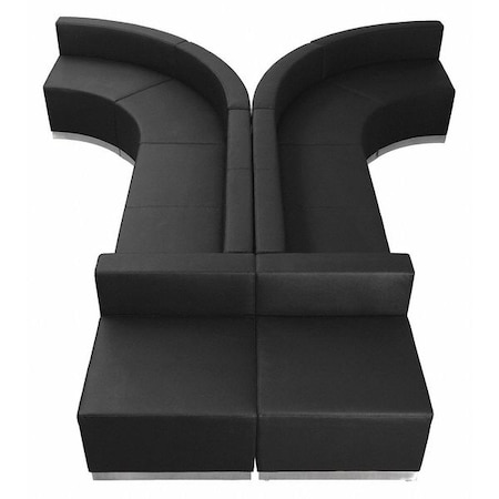 Flash Furniture 8 pcs. Living Room Set, 25-1/4" to 129" x 27", Upholstery Color: Black, Series: Alon ZB-803-620-SET-BK-GG