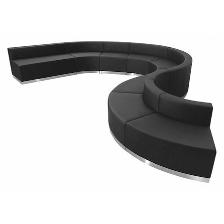 Flash Furniture 9 pcs. Living Room Set, 25-1/4" to 121-1/2" x 27", Upholstery Color: Black ZB-803-600-SET-BK-GG