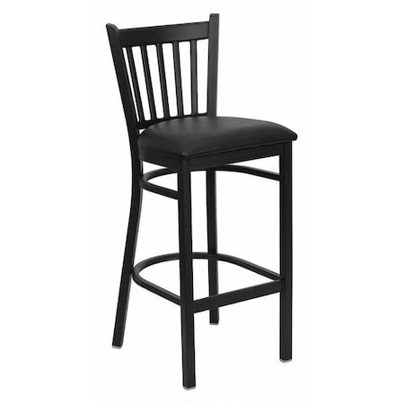 Flash Furniture Restaurant Stool, Vertical Back, Blk Seat XU-DG-6R6B-VRT-BAR-BLKV-GG