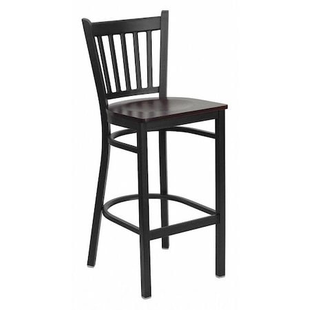 Flash Furniture Restaurant Stool, Vertical Back, Mah Seat XU-DG-6R6B-VRT-BAR-MAHW-GG