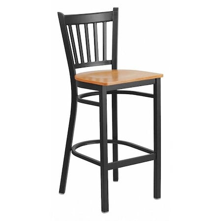 Flash Furniture Restaurant Stool, Vertical Back, Nat Seat XU-DG-6R6B-VRT-BAR-NATW-GG