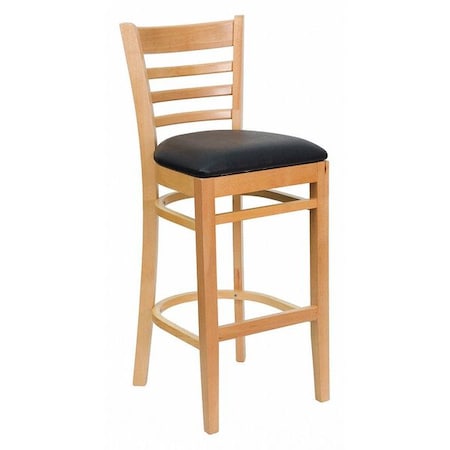 Flash Furniture Barstool, Natural Wood, Black Vinyl Seat, Weight Capacity: 800 lb. XU-DGW0005BARLAD-NAT-BLKV-GG