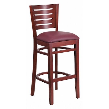 Flash Furniture Barstool, Slat Back, Mah Wood, Burg Vinyl XU-DG-W0108BBAR-MAH-BURV-GG