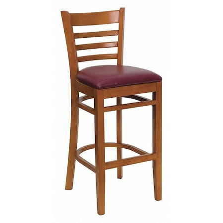Flash Furniture Stool, Ladder Back, Cherry Wd w/Burg Viny XU-DGW0005BARLAD-CHY-BURV-GG