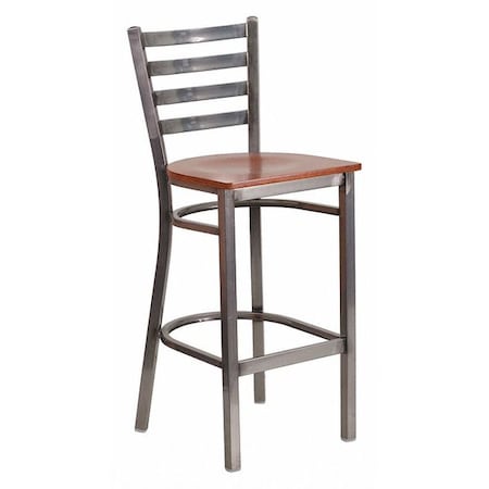 Flash Furniture Barstool, Ladder Back, Clr w/Cherry Seat XU-DG697BLAD-CLR-BAR-CHYW-GG