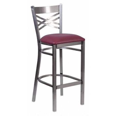 Flash Furniture Restaurant Barstool, Metl X Bck, Burg Vny XU-6F8B-CLR-BAR-BURV-GG