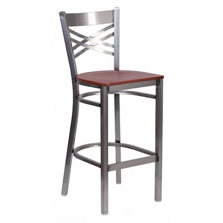 Flash Furniture Restaurant Barstool, Metal X Bck, Chy Woo XU-6F8B-CLR-BAR-CHYW-GG
