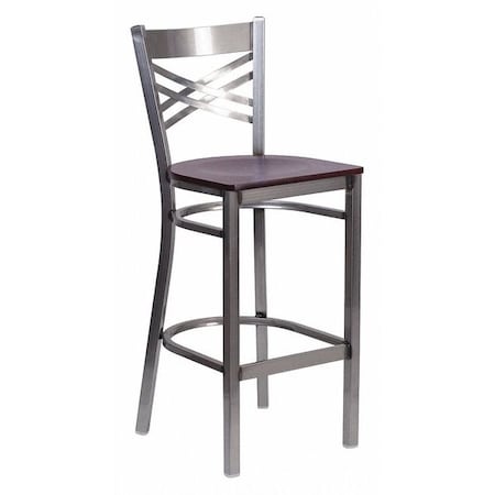 Flash Furniture Restaurant Barstool, Metal X Bck, Mah Woo XU-6F8B-CLR-BAR-MAHW-GG