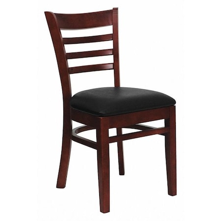 Flash Furniture Hercules Restaurant Chair, Wood Back, 17-1/4 in W 20" L 33-3/4" H, Vinyl Seat XU-DGW0005LAD-MAH-BLKV-GG