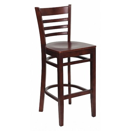 Flash Furniture Barstool, Ladder Back, Mahogany Wood XU-DGW0005BARLAD-MAH-GG