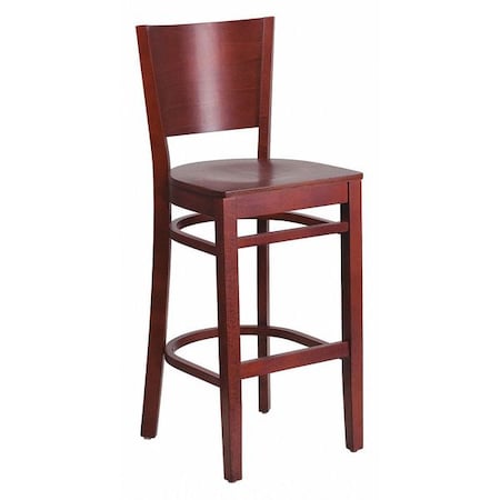 Flash Furniture Barstool, Solid Back, Mahogany Wood XU-DG-W0094BAR-MAH-MAH-GG