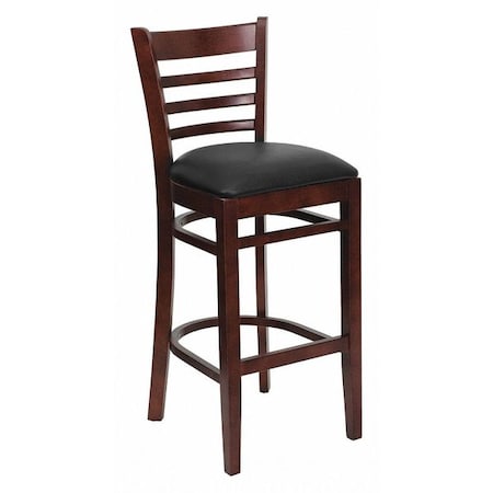 Flash Furniture Barstool, Ladder Back, Mah Wood, Blk Vinyl XU-DGW0005BARLAD-MAH-BLKV-GG