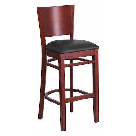 Flash Furniture Barstool, Solid Back, Mah Wood, Blk Vinyl XU-DG-W0094BAR-MAH-BLKV-GG