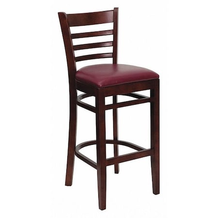 Flash Furniture Barstool, Ladder Back, Mah Wood, Burg Viny XU-DGW0005BARLAD-MAH-BURV-GG