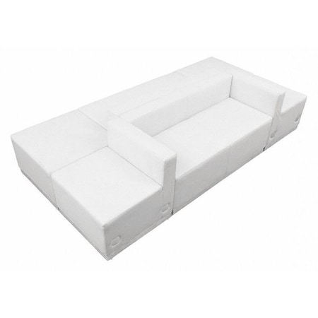 Flash Furniture 6 pcs. Living Room Set, 25-1/4" to 51" x 27", Upholstery Color: White ZB-803-500-SET-WH-GG