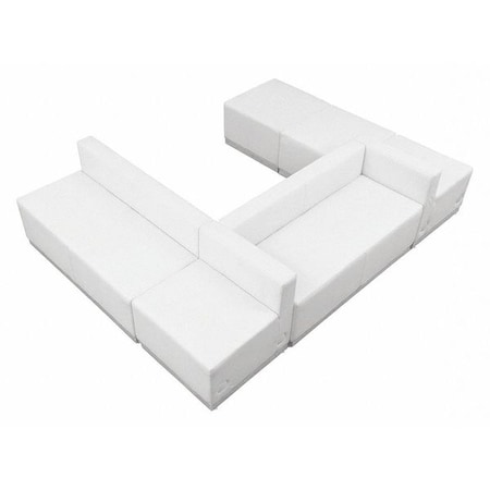 Flash Furniture 6 pcs. Living Room Set, 25-1/4" to 77" x 27", Upholstery Color: White ZB-803-510-SET-WH-GG