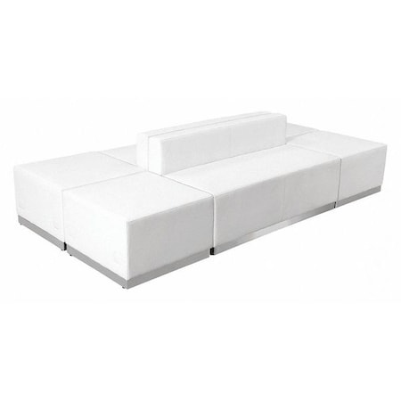 Flash Furniture 6 pcs. Living Room Set, 25-1/4" to 51" x 27", Upholstery Color: White, Series: Alon ZB-803-690-SET-WH-GG